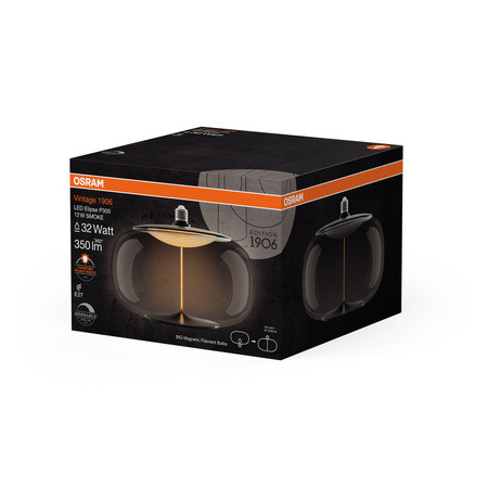 Dekorativní LED žárovka E27 12W = 32W 350lm 1800K teplá bílá 320° Smoke Filament Dimmable Vintage 1906 Osram