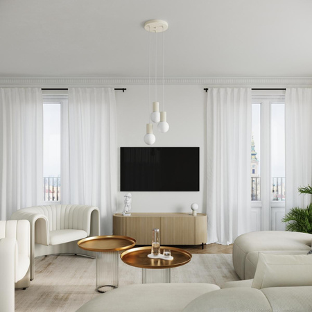 Stropní závěsné svítidlo 3x G9 Round Beige Modern Matte Halo Sollux