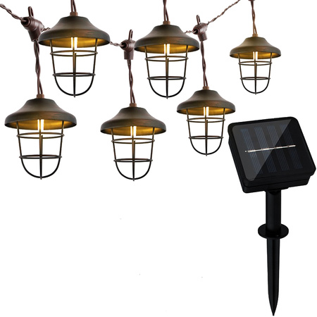 SOLAR GIRLAND 10x kovová lucerna 4.5m zahradní dekorativní 3000K Teplá bílá