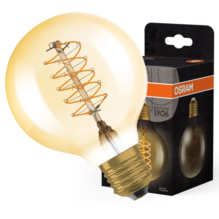 Dekorativní LED žárovka G80 E27 4,8W = 37W 420lm 2200K teplé 320° vlákno stmívatelné Vintage 1906 Osram