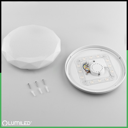 Plafond LED povrchová montáž 12W IP44 Round GLORY 2 DIAMENT 26cm LUMILED