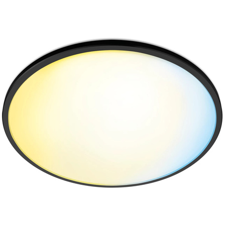 Plafond LED stropní svítidlo pro povrchovou montáž 16W 1500lm 2700-6500K TW 29,2cm černé kulaté Smart SMART WiFi Bluetooth App Superslim WiZ