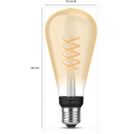 LED Edison E27 ST72 7W 2100K teplé vlákno PHILIPS HUE White Bluetooth Zigbee žárovka