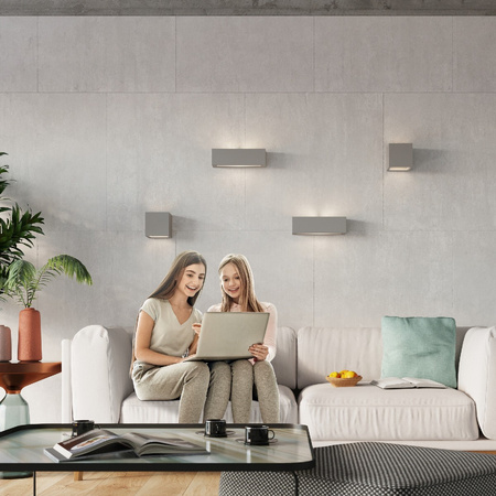 Nástěnné svítidlo LED LEO E27 Keramická kostka šedá SOLLUX