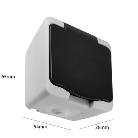 Hermetická jednoplošná zásuvka s klapkou 2P+Z Schuko AQUATIC MINI IP54 ORNO bílá a černá