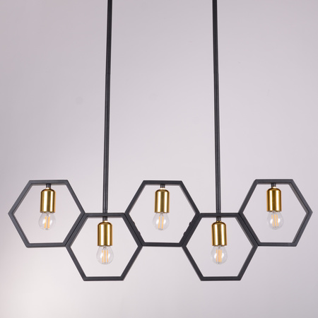 Dekorativní závěsné stropní svítidlo 5x E27 Black Gold Honey Sanico Goldlux