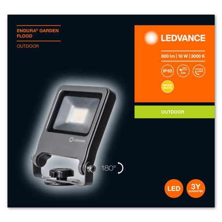 LED reflektor 10W 800lm 3000K teplý IP65 šedý LEDVANCE GARDEN Flood Endura Drivable