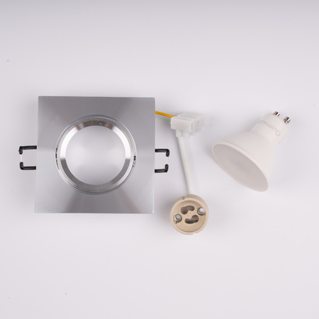 TRIX 3v1 GU10 6W 4000K Stříbrné lesklé LUMILED čtvercové halogenové svítidlo pro zapuštěnou montáž