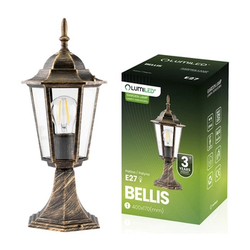 Venkovní zahradní lampa E27, LED nízký sloupek, lucerna, 40cm, Patina, BELLIS LUMILED