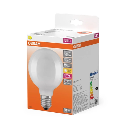LED žárovka G95 Sphere E27 11W = 100W 1521lm 2700K teplá bílá CRI90 300° stmívatelná vlákno SUPERSTAR PLUS CLASSIC Osram