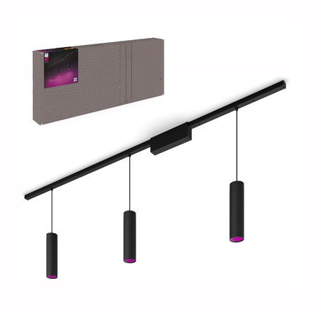 Perifo Lighting Rail Kit 1,5 m + 3x LED závěsné světlo 15,6 W CCT RGB Philips HUE Bluetooth Black  