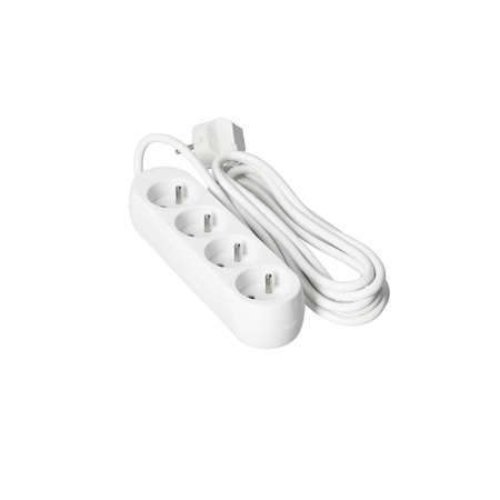 Prodlužovací kabel Zástrčka 4 x uzemněná zásuvka Napájecí pásek 3m Bílá Linea Kobi