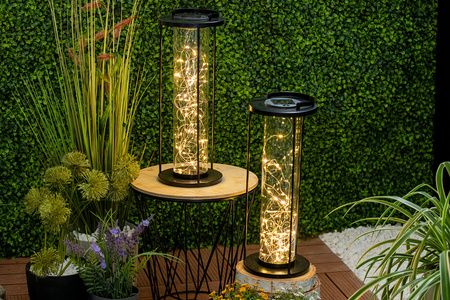 LED solární lampa Venkovní zahradní stojací závěsná lucerna 3000K IP44 46cm soumrakový senzor