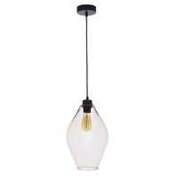TULON Závěsné stropní svítidlo černé a jantarové sklo moderní E27 4191 TK Lighting