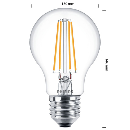 Sada 2x LED Žárovka E27 A60 7W = 60W 806lm 2700K Teplé vlákno PHILIPS
