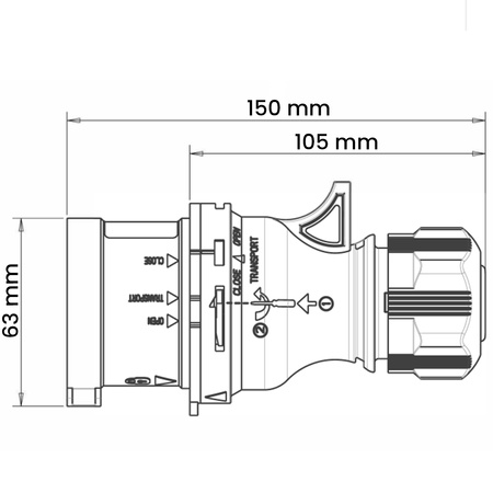 Přenosná napájecí zástrčka 32A 230V 3p IP54 Hermetická