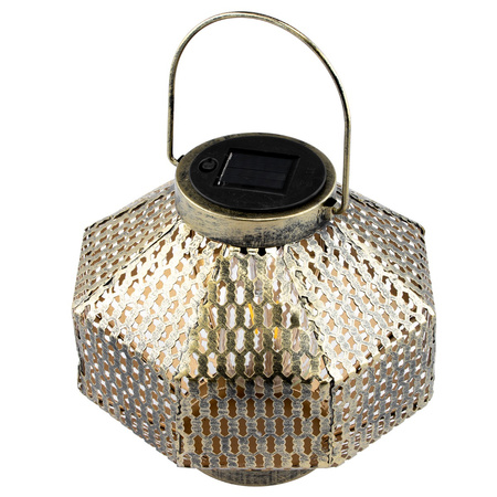 LED solární lampa Lucerna zahradní vlákno LANTERN závěsná kovová měď