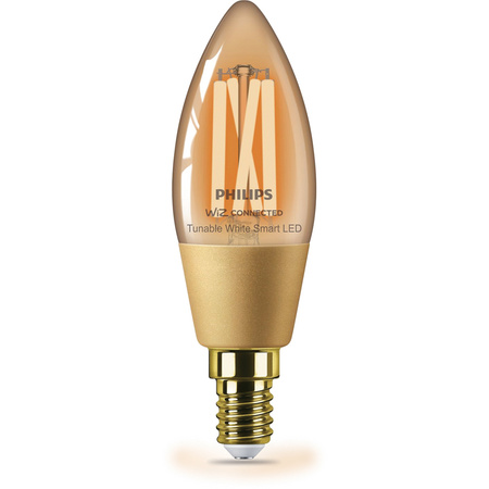 LED žárovka E14 C35 4,9W = 25W Filament Amber SMART WiFi Philips WiZ