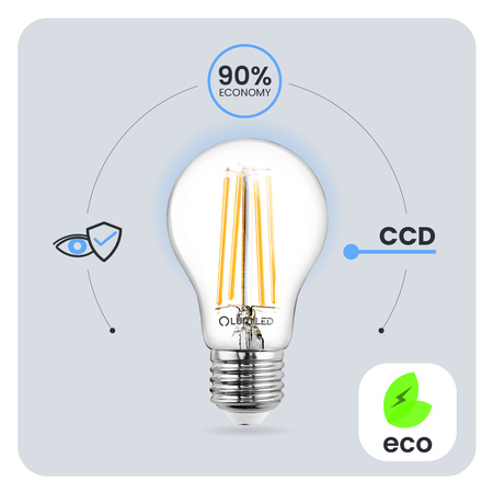 Žárovka LED E27, A60 11W = 100W 1521lm 4000K Neutrální bílá 360° Filament LUMILED