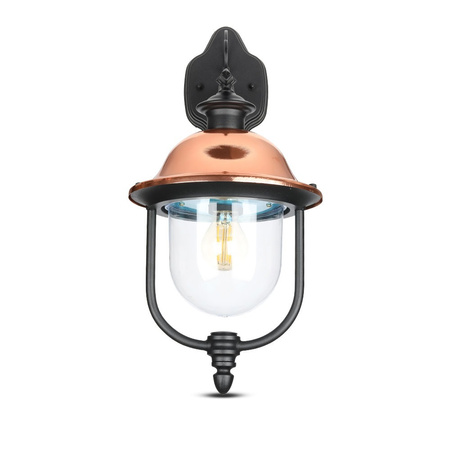 Zahradní fasádní svítidlo E27 nástěnné svítidlo průhledné matné černé stínění VT-852 V-TAC