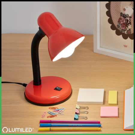 Stolní lampa Školní Noční E27, Nastavitelná Červená LUMILED