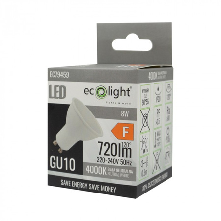 LED reflektorová žárovka GU10 8W 720lm 4000K Neutral Ecolight