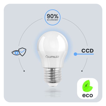 LED žárovka E27 MAŁA KULKA 8W = 60W 4000K Neutral Colour 880lm CCD White LUMILED