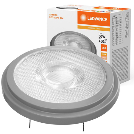 LED žárovka G53 reflektor AR111 7,2W = 50W 450lm 1800-2700K teplá bílá 40° 12V CRI90 Dimmable Ledvance