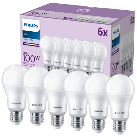 6x E27 A67 LED žárovka 13W = 100W 1521lm 4000K Neutrál 180° PHILIPS