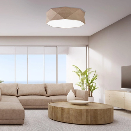 KANTOOR NATURE Plafondové stropní svítidlo kulaté bílé a béžové plátno 60cm 15W 4xE27 6195 TK Lighting