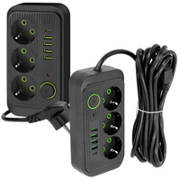 KOBI LINEA PRO Prodlužovací kabel 3x230V 5m Uzemnění, spínač a 5xUSB černý
