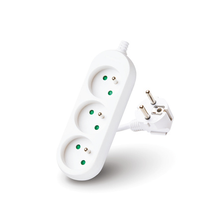 Prodlužovací kabel Zástrčka 3 x uzemněná zásuvka Napájecí pásek 1,5 m bílý Linea Kobi