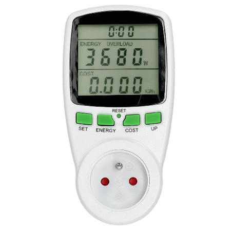 PMM1 Měřič spotřeby energie s měřením spotřeby energie, emisí CO2 a nákladů na energii Bílá KOBI