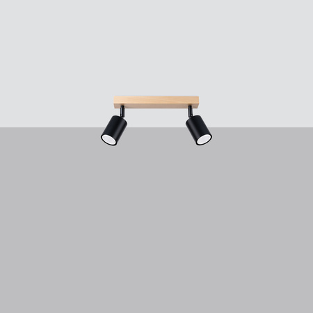 VERDO 2 2xGU10 Černé dřevěné moderní stropní svítidlo SOLLUX