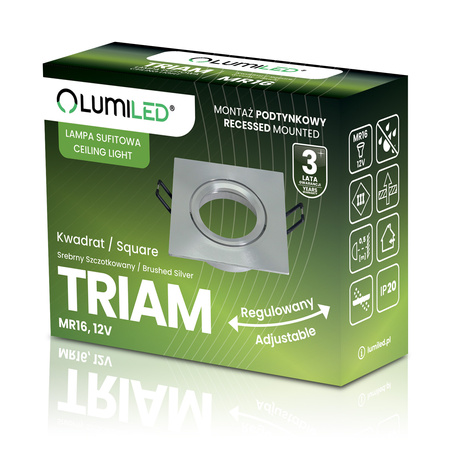 Halogenové stropní svítidlo Square Movable GU10 MR16 Silver TRIAM LUMILED