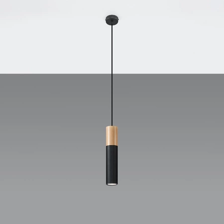 PABLO GU10 Závěsné stropní svítidlo Skandinávská černá a dřevěná SOLLUX