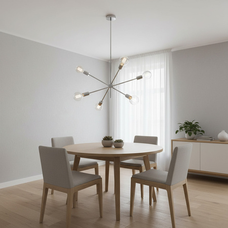 MORA CHROME chrom vintage retro závěsné stropní svítidlo 4x E27 GOLDLUX (Polux)