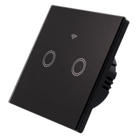Skleněný vypínač Wi-Fi LED TOUCH. černý. dvojitý