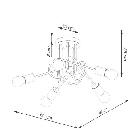Stropní svítidlo Lustr Spider Pendant 5x E27 Přírodní dřevo Black Ember Peach Puff SL.1478 Sollux