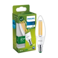 LED žárovka na svíčku E14 B35 2,3W = 40W 485lm 3000K teplé vlákno PHILIPS Ultra Efficient