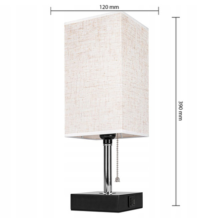 E27 Školní stolní lampa USB-A + USB-C Vypínač zapnutí/vypnutí Černý chrom Boro Masterled