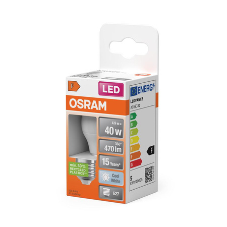 LED žárovka P45 Ball E27 4,9W = 40W 470lm 4000K Neutral 150° STAR CLASSIC Osram