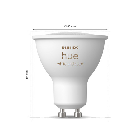 3x LED GU10 4,2W CCT RGB PHILIPS HUE White & COLOR Ambiance Bluetooth Zigbee žárovka + Hue Bridge + stmívač