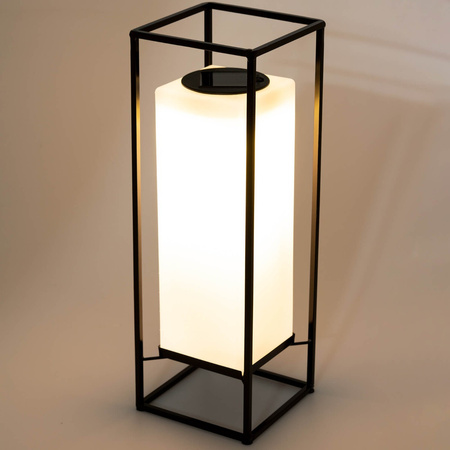 LED solární lampa Venkovní zahradní stojící lucerna 3000K IP44 38cm soumrakový senzor