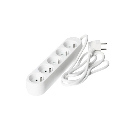 Prodlužovací kabel Zástrčka 5 x uzemněná zásuvka Napájecí pásek 1,5 m bílý Linea Kobi