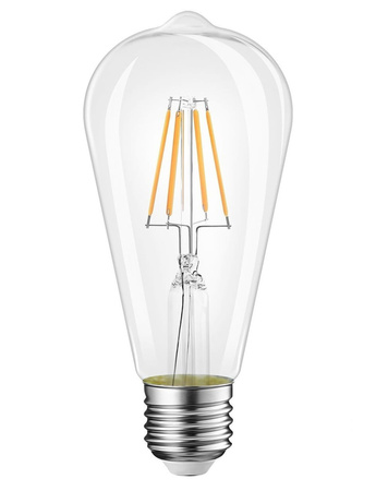 E27 ST64 LED žárovka 10W=90W 980lm 3000K Teplá bílá 360° vlákno