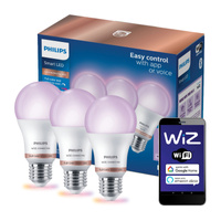 3x LED žárovka E27 8,8W = 60W WHITE + RGB SMART WiFi Philips WiZ
