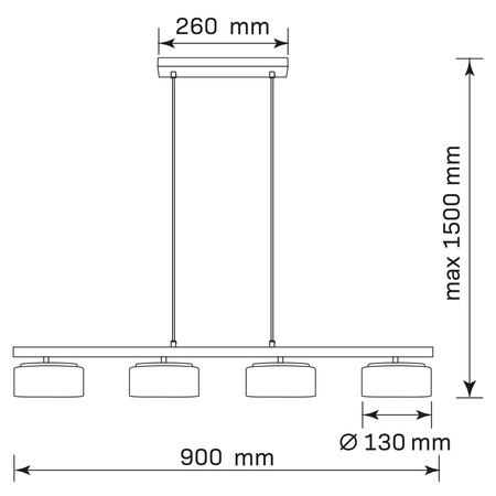 Sanico Goldlux 4x GX53 Black Ophelia Závěsné stropní svítidlo