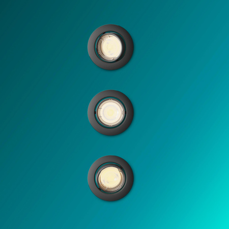 3x LED GU10 zapuštěná pod omítku hliníková kulatá černá Peridot Philips