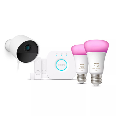Sada Secure Camera WCA E27 + 2x kontaktní senzor + 2x žárovky Philips Hue E27 White and Color Ambiance